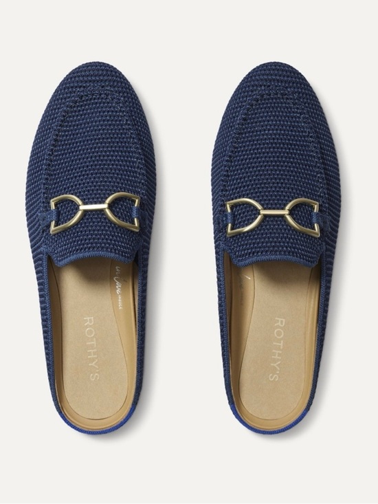 Rothy's Shoes - Rothy’s - The Double Bit Loafer Mule in Blue Raffia Knit in 6.5